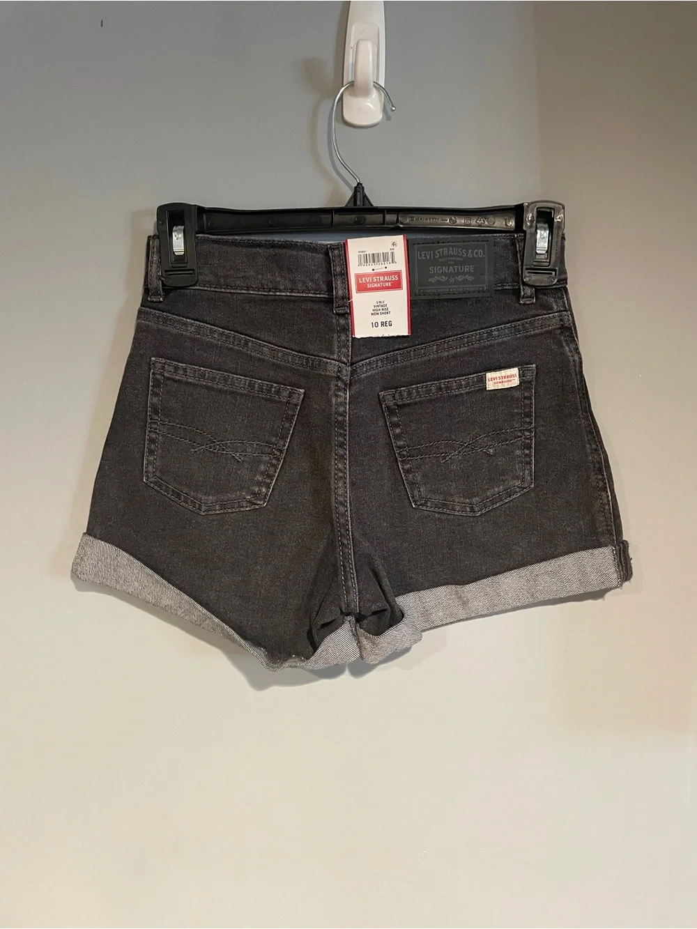 Levi Strauss Signature Girls' Vintage Black HighRise Cuffed Denim Shorts Size 10